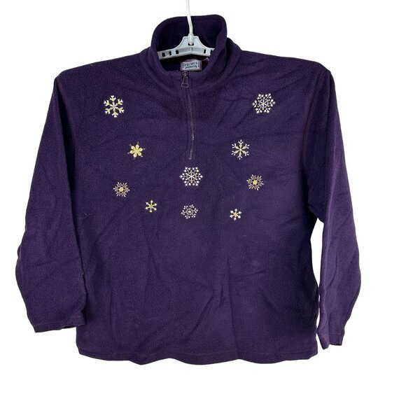 Premier International Ladies Purple Fleece Snowflake Embroidered Pullover XL - Picture 1 of 4